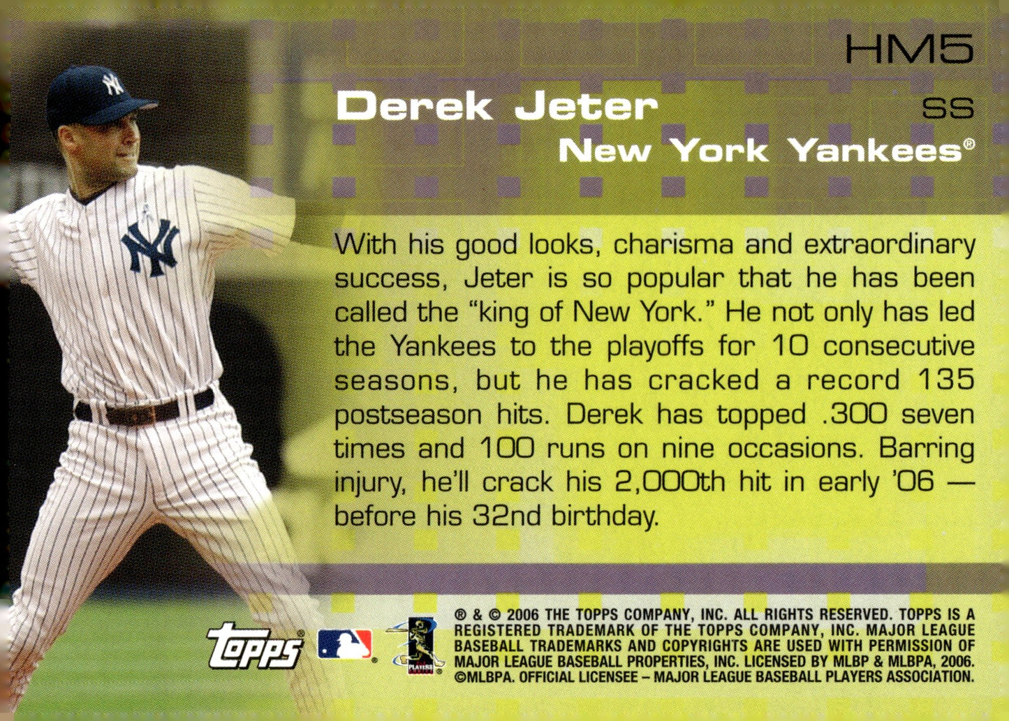 Derek Jeter 2006 Topps Hobby Masters HM5 - Collector Store LLC