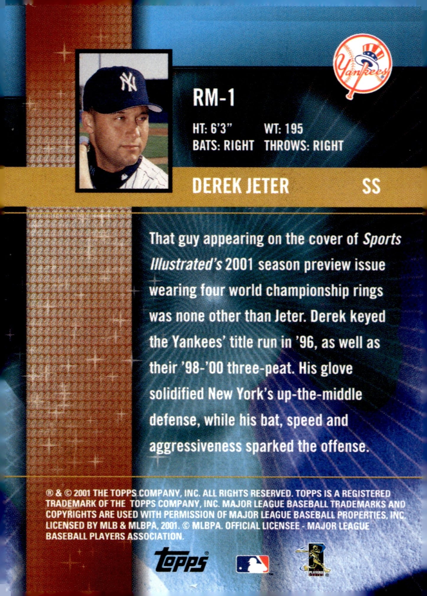 Derek Jeters 2001 Topps Ring Masters #RM - 1 - Collector Store LLC