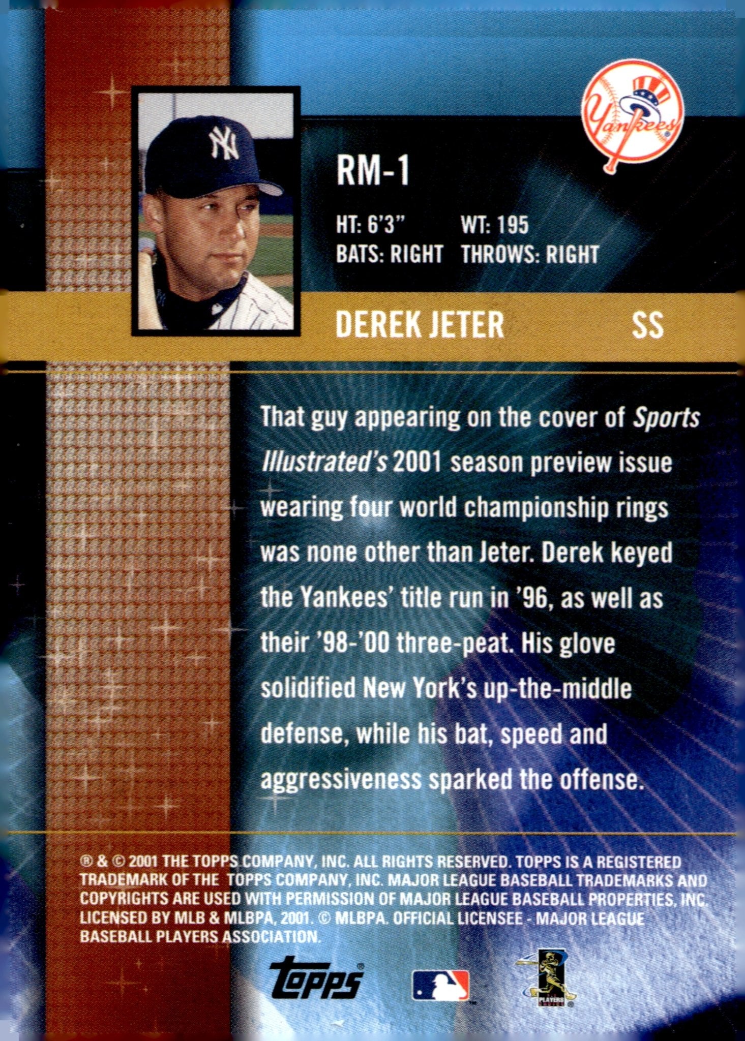 Derek Jeters 2001 Topps Ring Masters #RM - 1 - Collector Store LLC