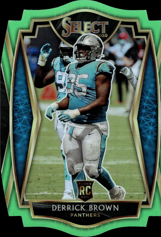 Derrick Brown 2020 Panini Select Die - Cut Neon Green Prizm RC #187 - Collector Store LLC