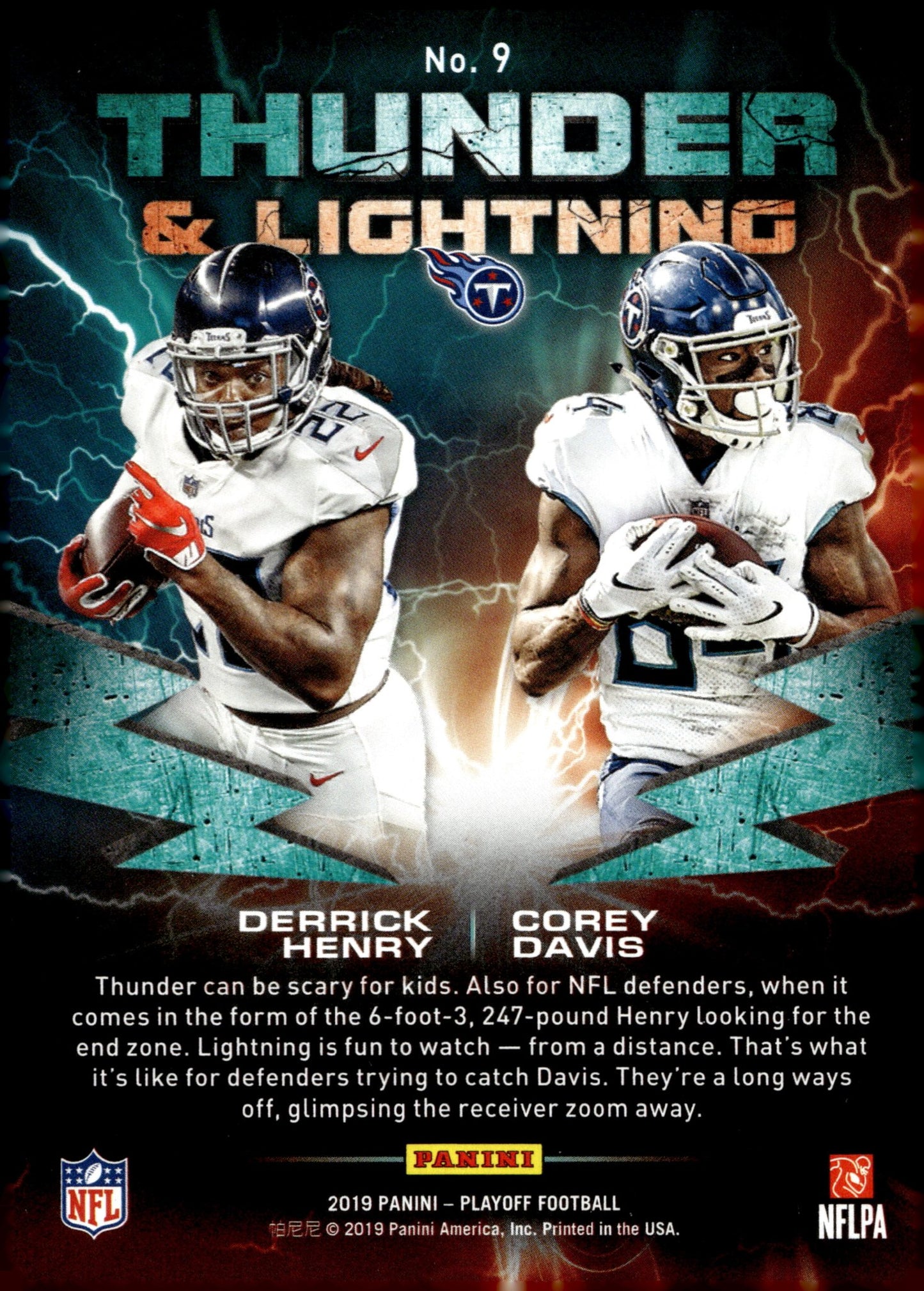 Derrick Henry / Corey Davis 2019 Panini Playoff Thunder & Lightning #9 - Collector Store LLC