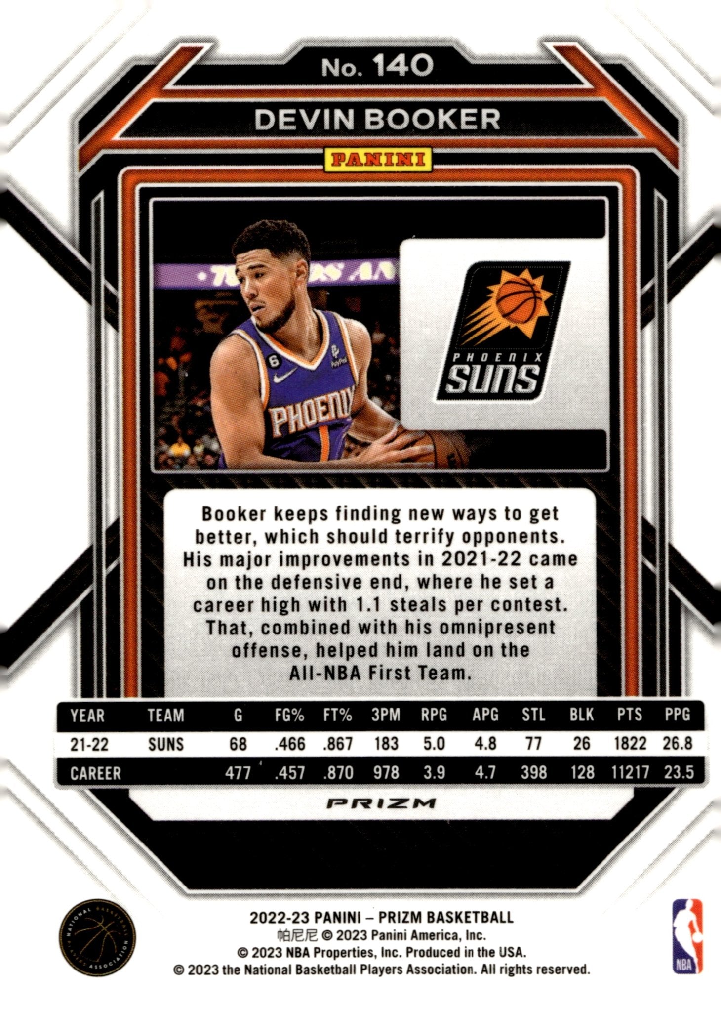 Devin Booker 2023 - 24 Panini Prizm Silver Prizm #140 - Collector Store LLC