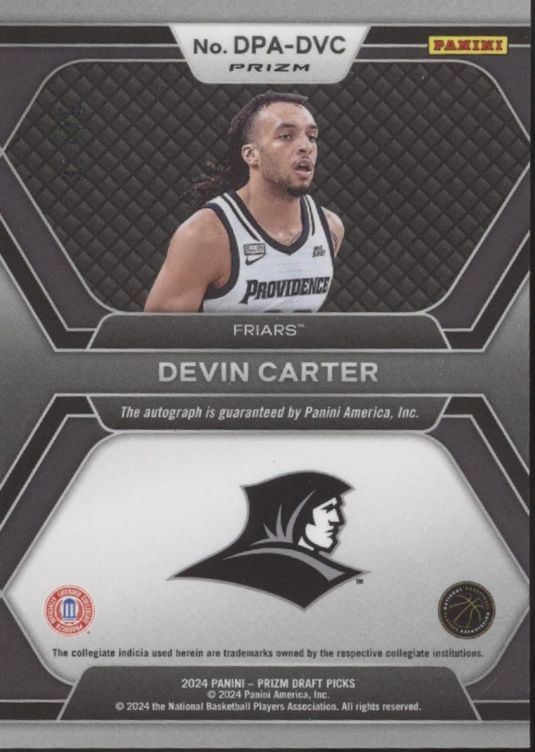 Devin Carter 2024 Panini Prizm Draft Picks Blue Ice Prizm RC Auto 31/75 #DPA - DVC - Collector Store LLC