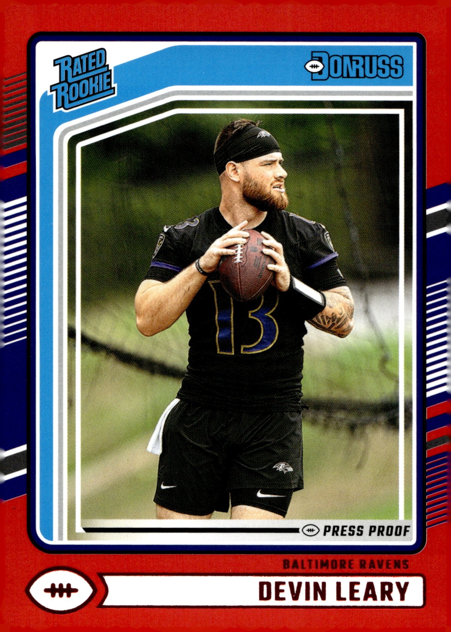 Devin Leary 2024 Panini Donruss Rated Rookie Press Proof Red RC #329 - Collector Store LLC