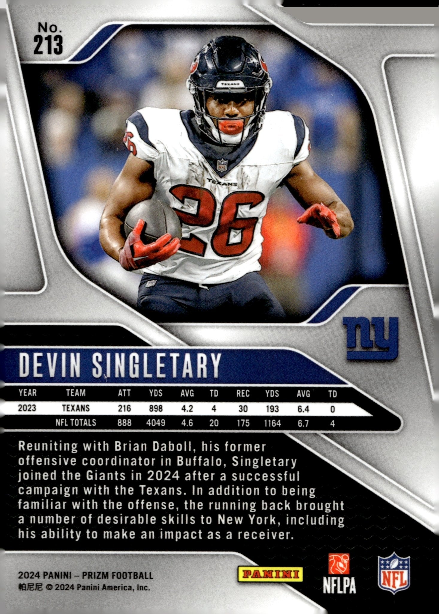 Devin Singletary 2024 Panini Prizm #213 - Collector Store LLC