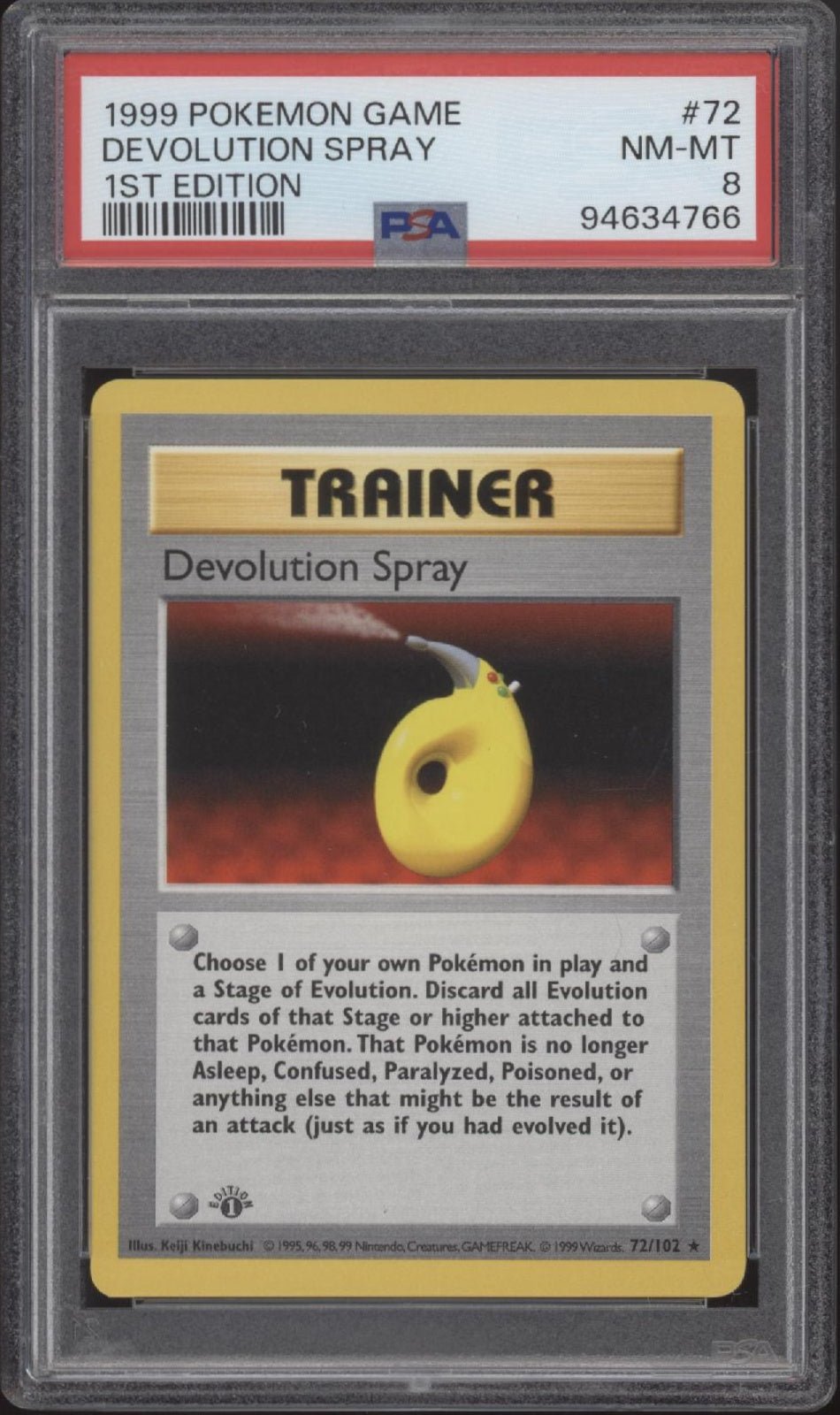 Devolution Spray Pokemon Base Set 1st Edition #72 PSA 8 - Collector Store LLC