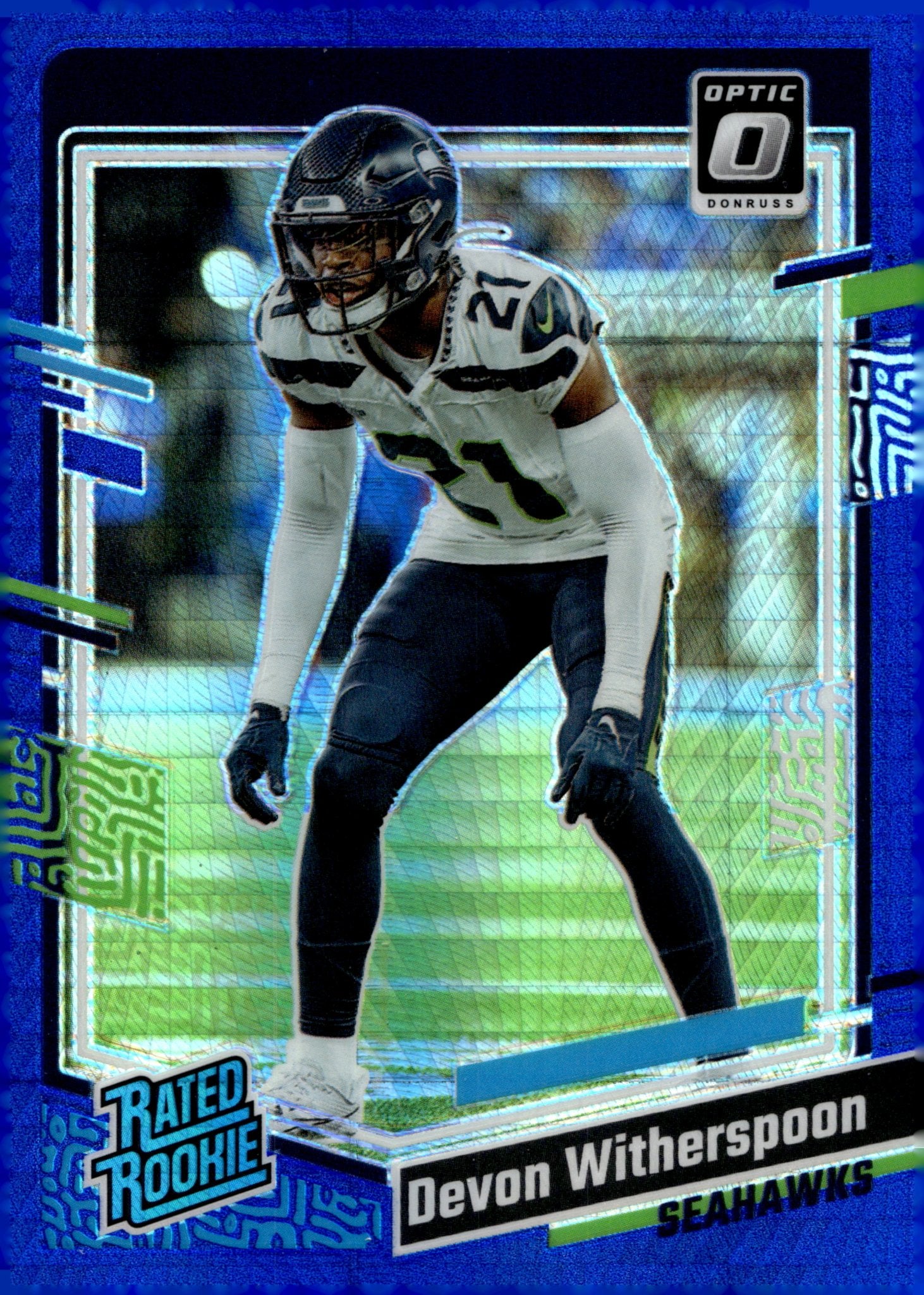 Devon Witherspoon 2023 Panini Donruss Optic Rated Rookie Blue Prism Prizm RC - Collector Store LLC