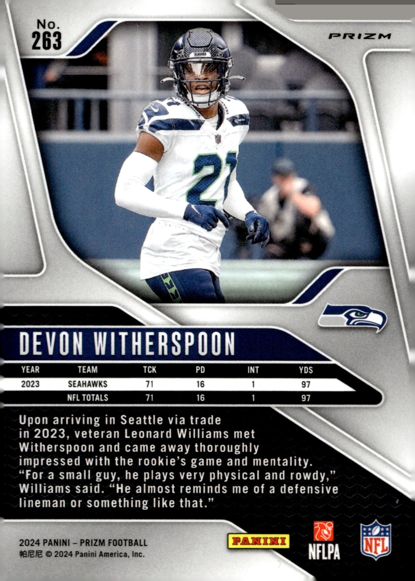 Devon Witherspoon 2024 Panini Prizm Red White & Blue Prizm #263 - Collector Store LLC