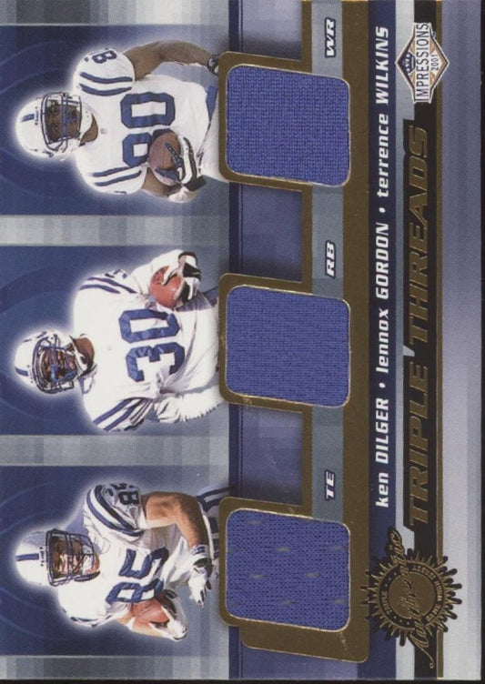 Dilger / Gordon / Wilkins 2001 Pacific Impressions Triple Threads Swatches #22 - Collector Store LLC