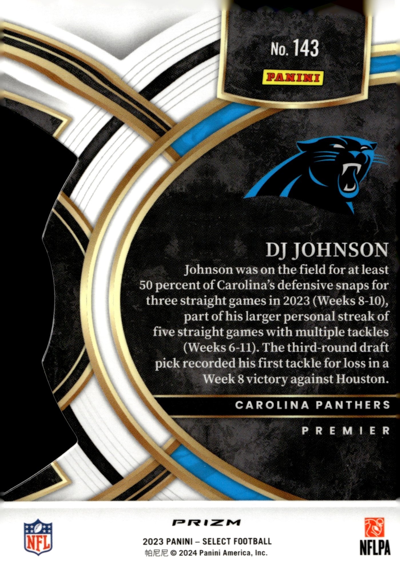 DJ Johnson 2023 Panini Select Die - Cut Red White & Blue Prizm RC #143 - Collector Store LLC