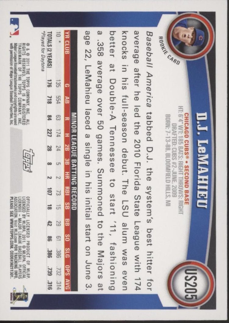 DJ LaMahieu 2011 Topps Diamond Anniversary RC #US205 - Collector Store LLC
