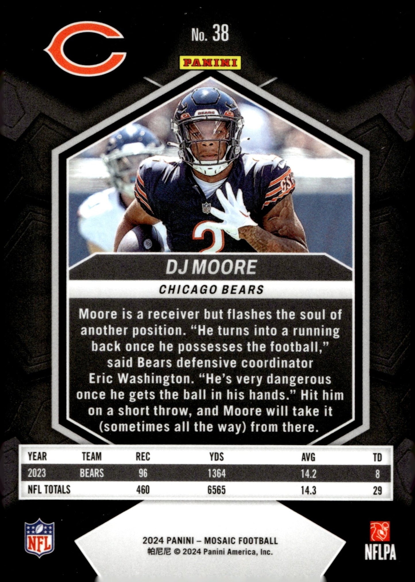 DJ Moore 2024 Panini Mosaic #38 - Collector Store LLC