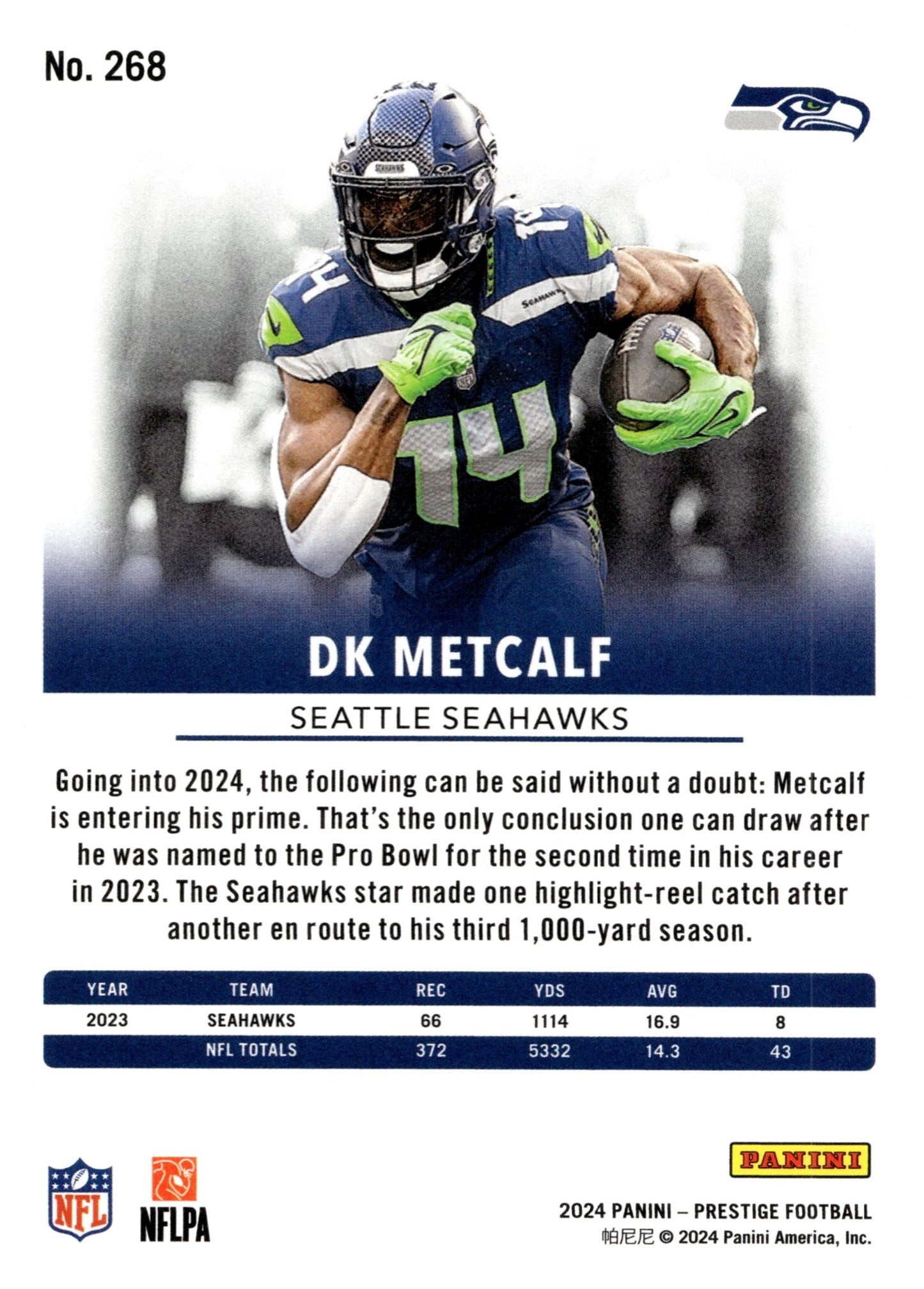 DK Metcalf 2024 Panini Prestige Xtra Points #268 - Collector Store LLC