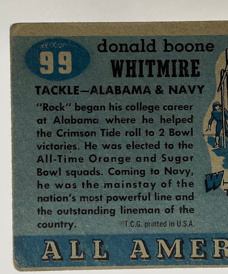 Don Whitmire 1955 Topps All American RC #99 VG #2 - Collector Store LLC