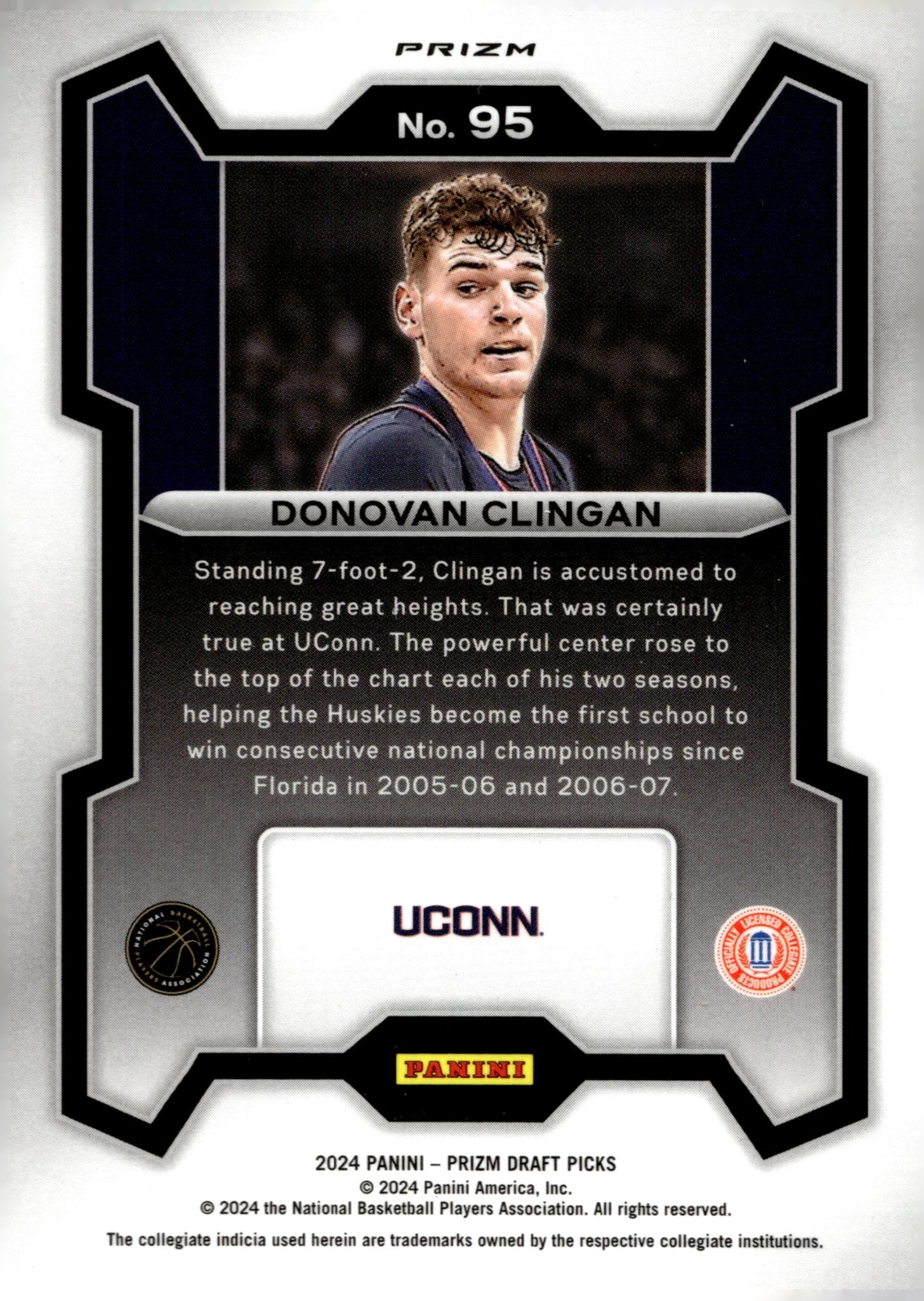 Donovan Clingan 2024 Panini Prizm Draft Picks Prizm RC #95 - Collector Store LLC