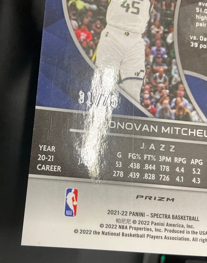 Donovan Mitchell 2021 - 22 Panini Spectra Red Yellow & Green Asia Prizm 31/75 - Collector Store LLC