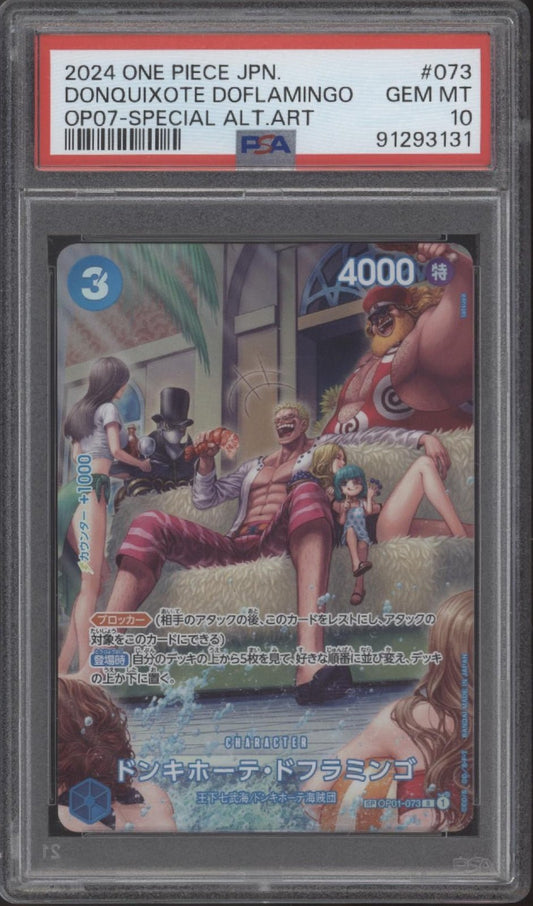 Donquixote Doflamingo One Piece Card Game 500 Years Alt Art Japanese PSA 10 - Collector Store LLC