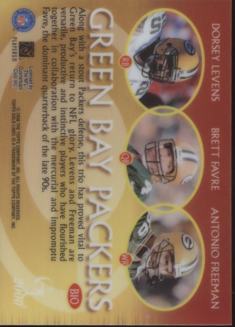 Dorey Levens / Brett Favre / Antonio Freeman 2000 Topps Gold Label Bullion #B10 - Collector Store LLC