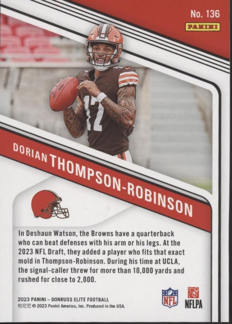 Dorian Thompson - Robinson 2023 Panini Donruss Elite Red RC 22/49 #136#136 - Collector Store LLC