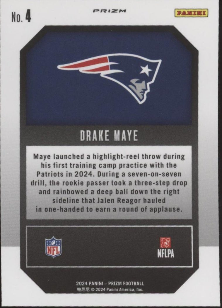 Drake Maye 2024 Panini Prizm Emergent Green Wave Prizm RC #4 - Collector Store LLC