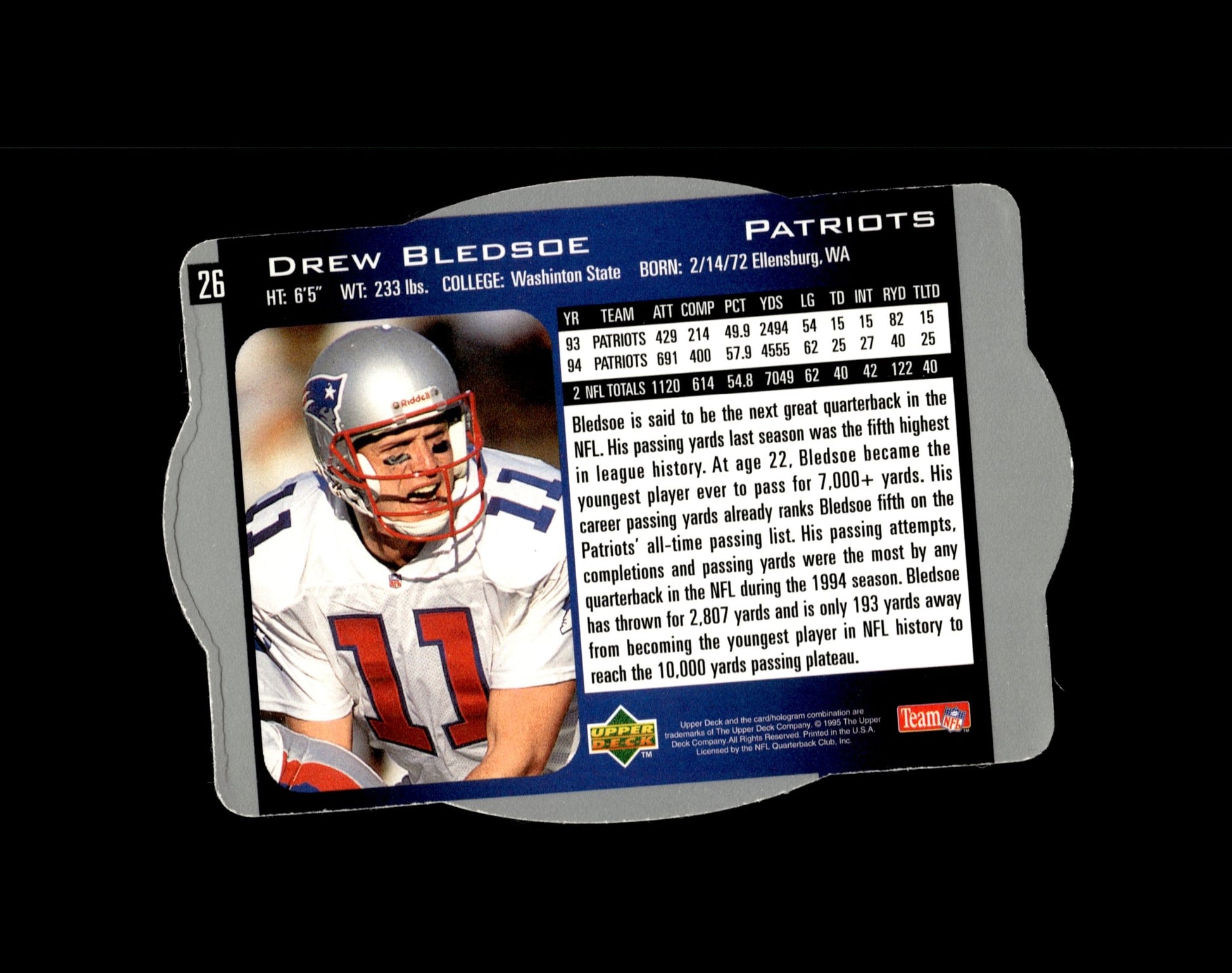 Drew Bledsoe 1995 Upper Deck SPX Die - Cut #26 - Collector Store LLC