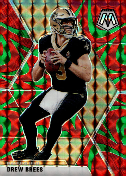 Drew Brees 2020 Panini Mosaic Reactive Green Prizm #142 - Collector Store LLC
