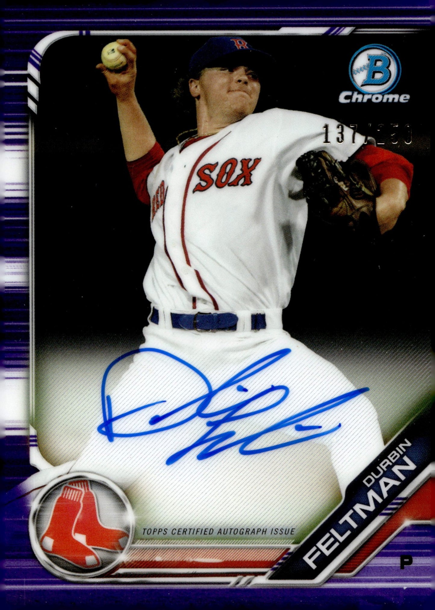 Durbin Feltman 2019 Bowman Chrome Purple Refractor Auto 137/250 #CPA - DF - Collector Store LLC