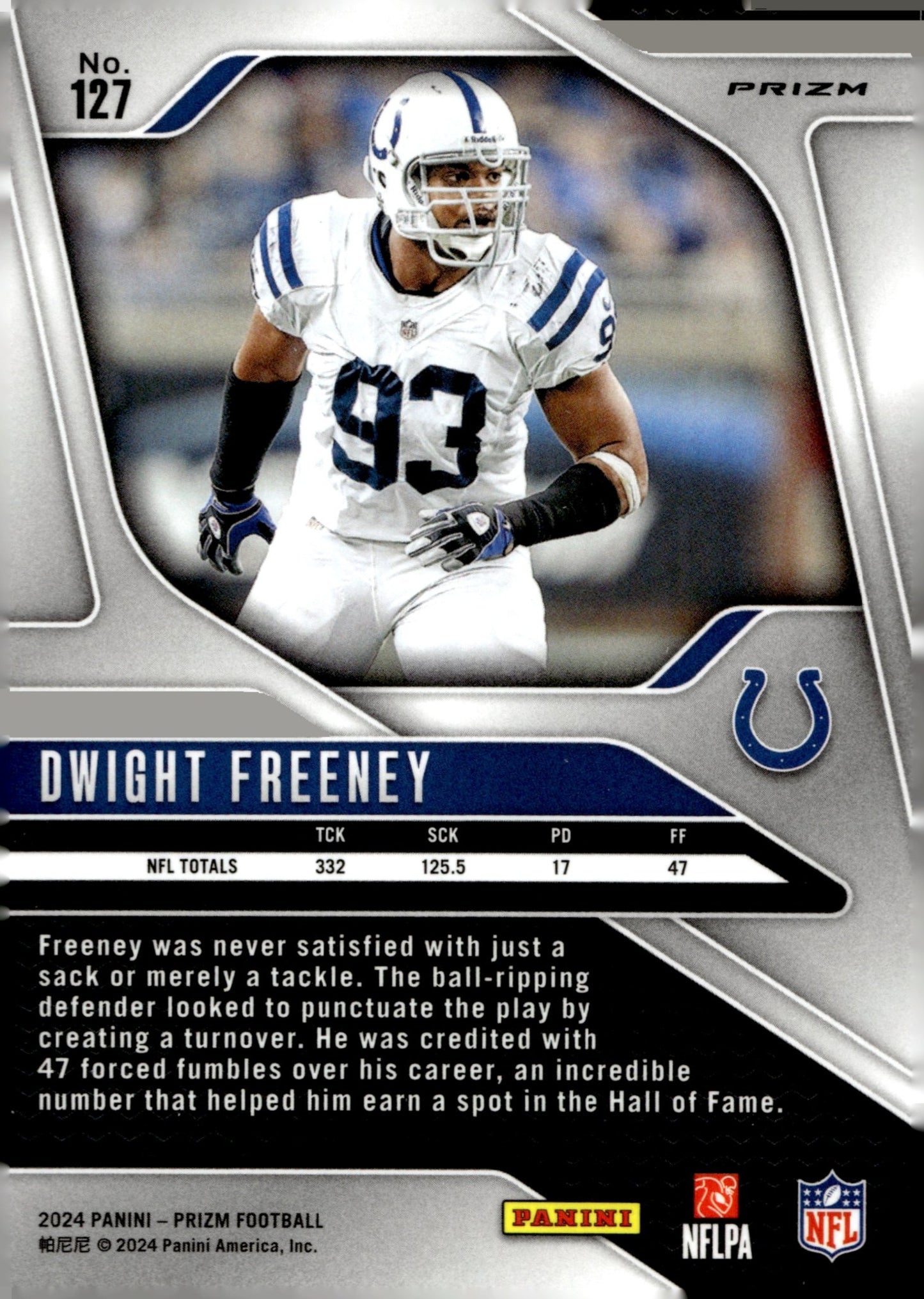 Dwight Freeney 2024 Panini Prizm Red White & Blue Prizm #127 - Collector Store LLC