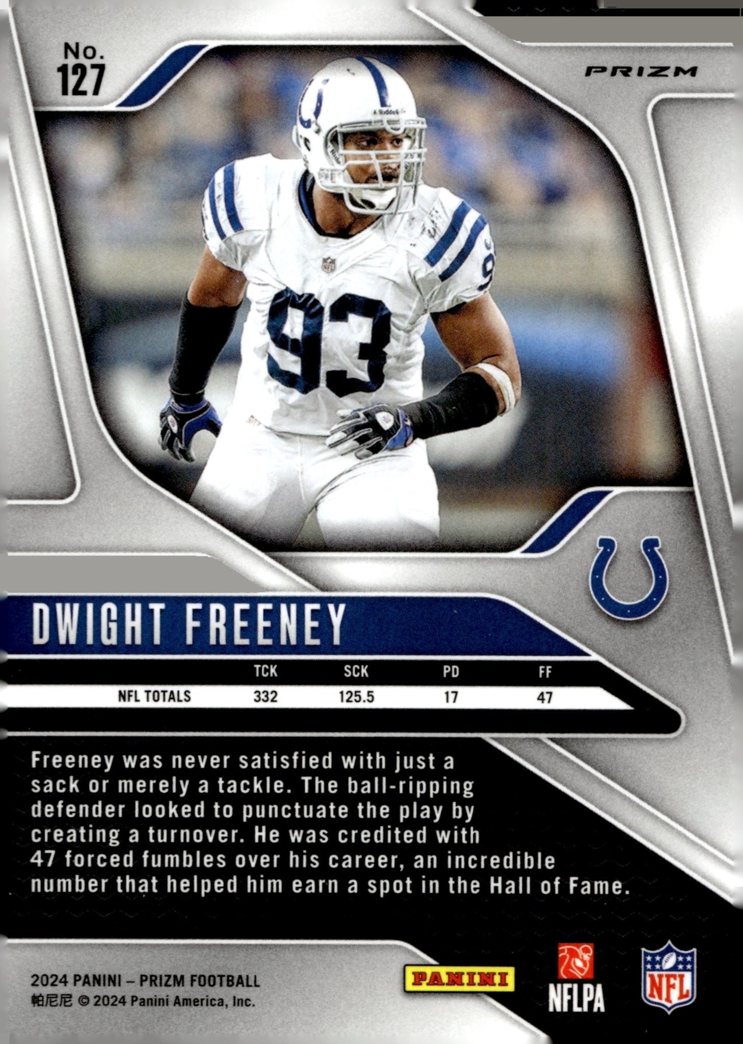 Dwight Freeney 2024 Panini Prizm Red White & Blue Prizm #127 - Collector Store LLC