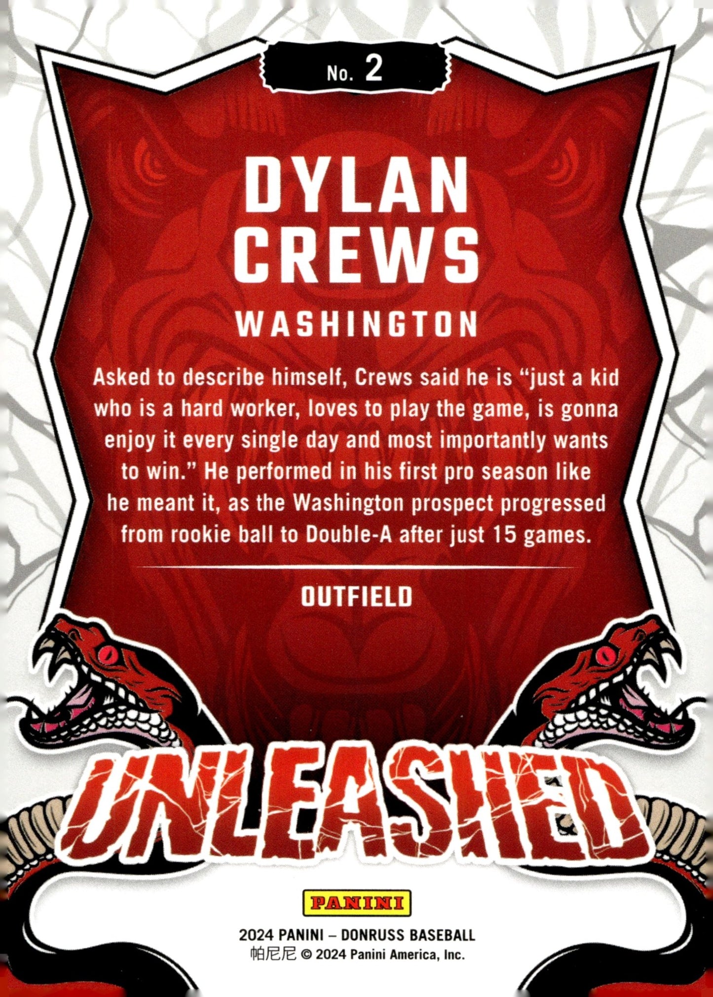 Dylan Crews 2024 Panini Donruss Unleashed #2 - Collector Store LLC