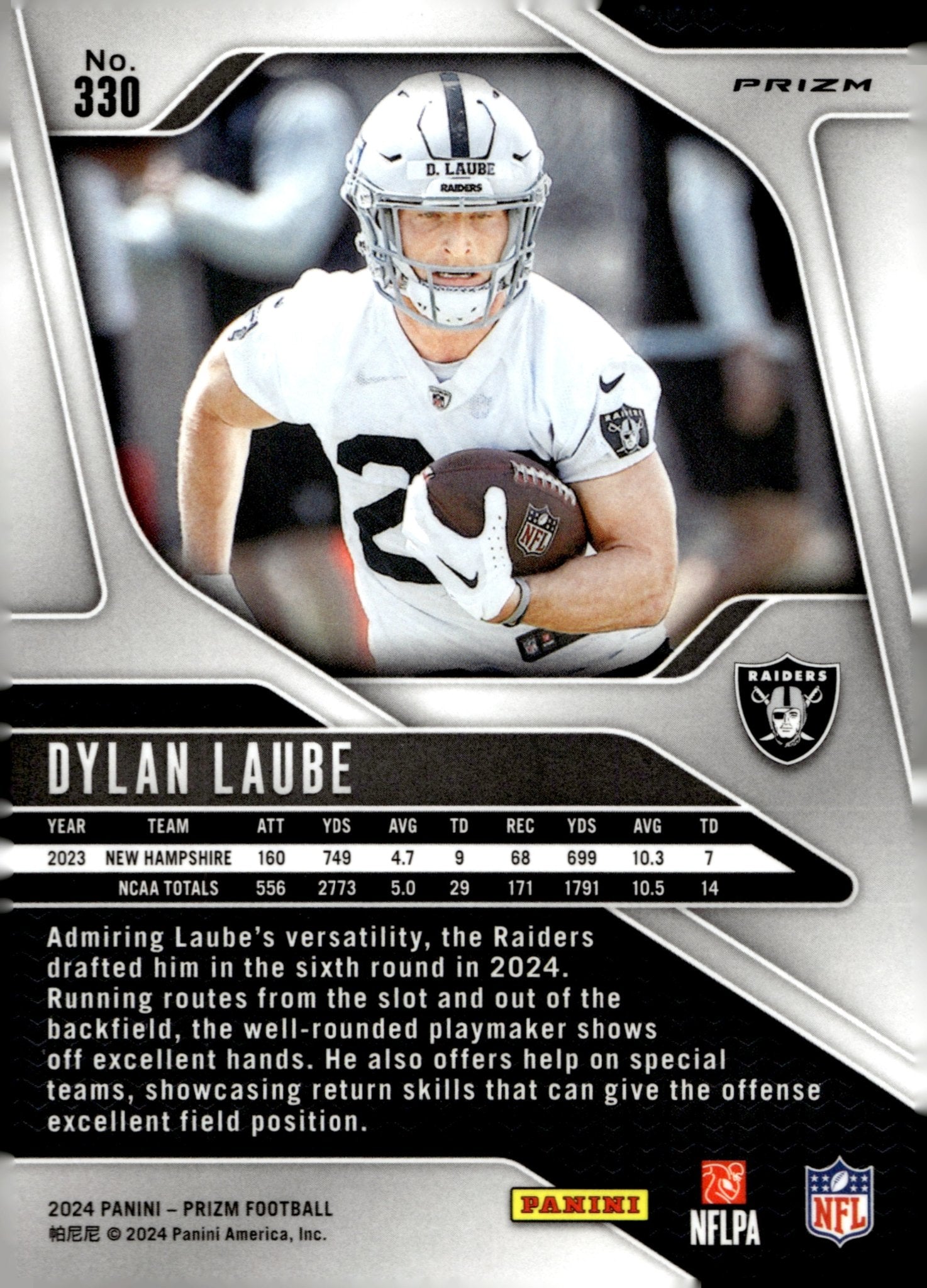 Dylan Laube 2024 Panini Prizm Green Prizm RC #330 - Collector Store LLC