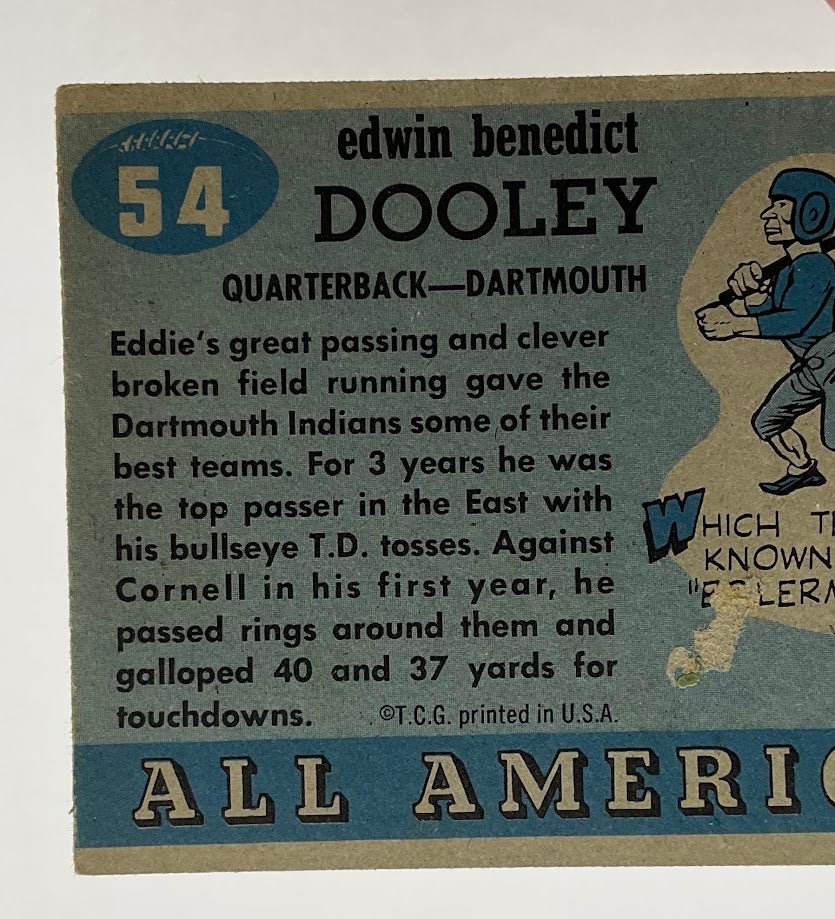 Eddie Dooley 1955 Topps All American RC #54 VG - Collector Store LLC