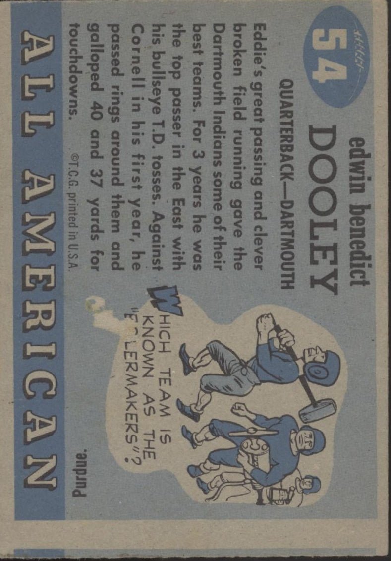 Eddie Dooley 1955 Topps All American RC #54 VG - Collector Store LLC