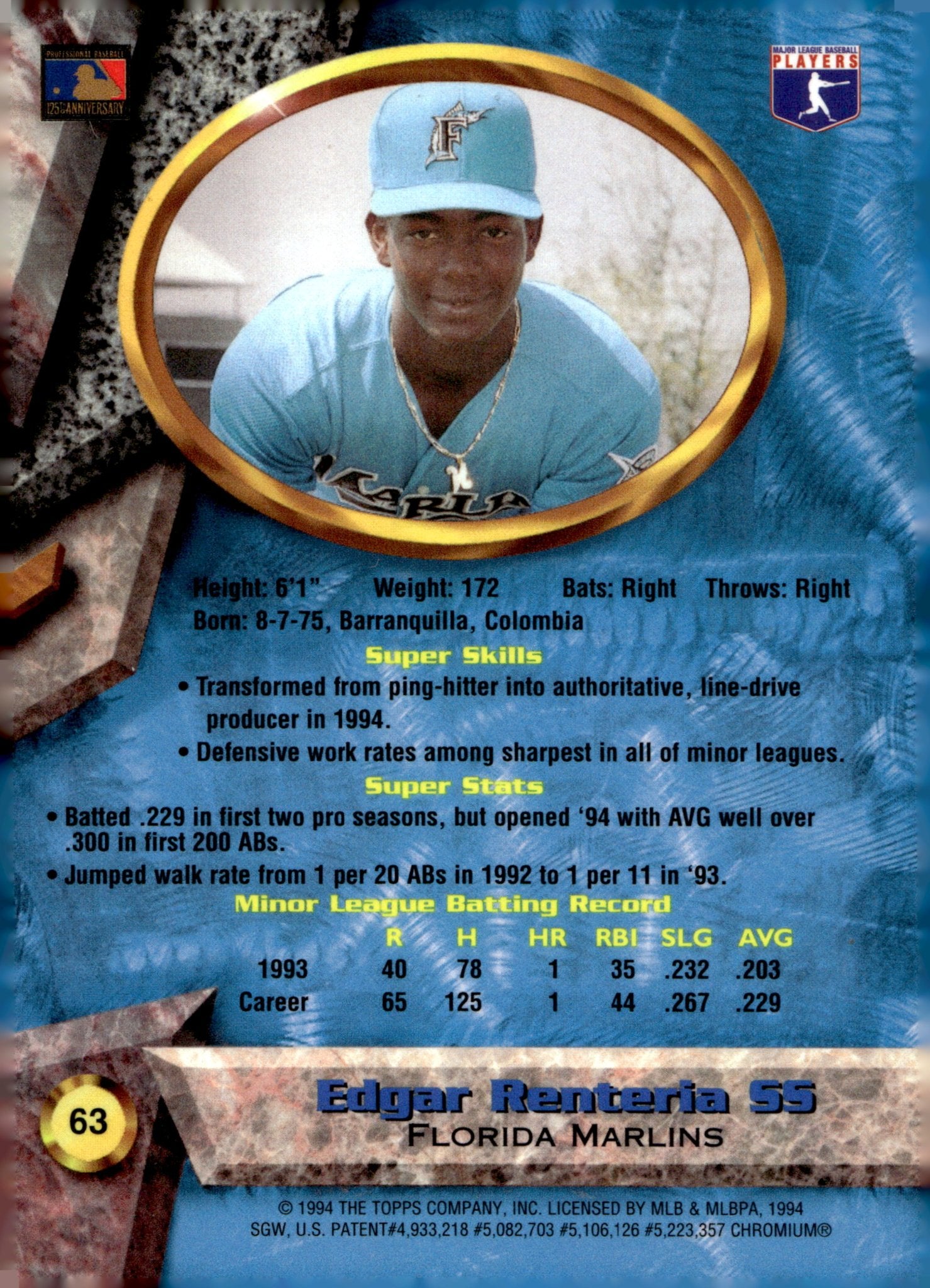 Edgar Renteria 1994 Bowman's Best #63 - Collector Store LLC
