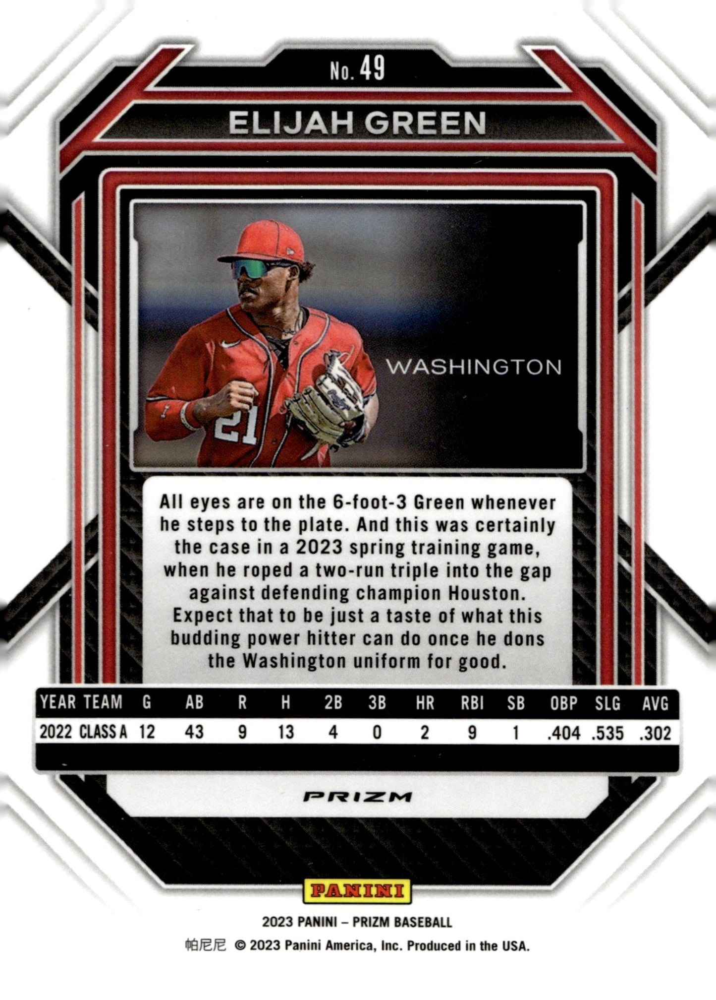Elijah Green 2023 Panini Prizm Blue Cracked Ice Prizm #49 - Collector Store LLC