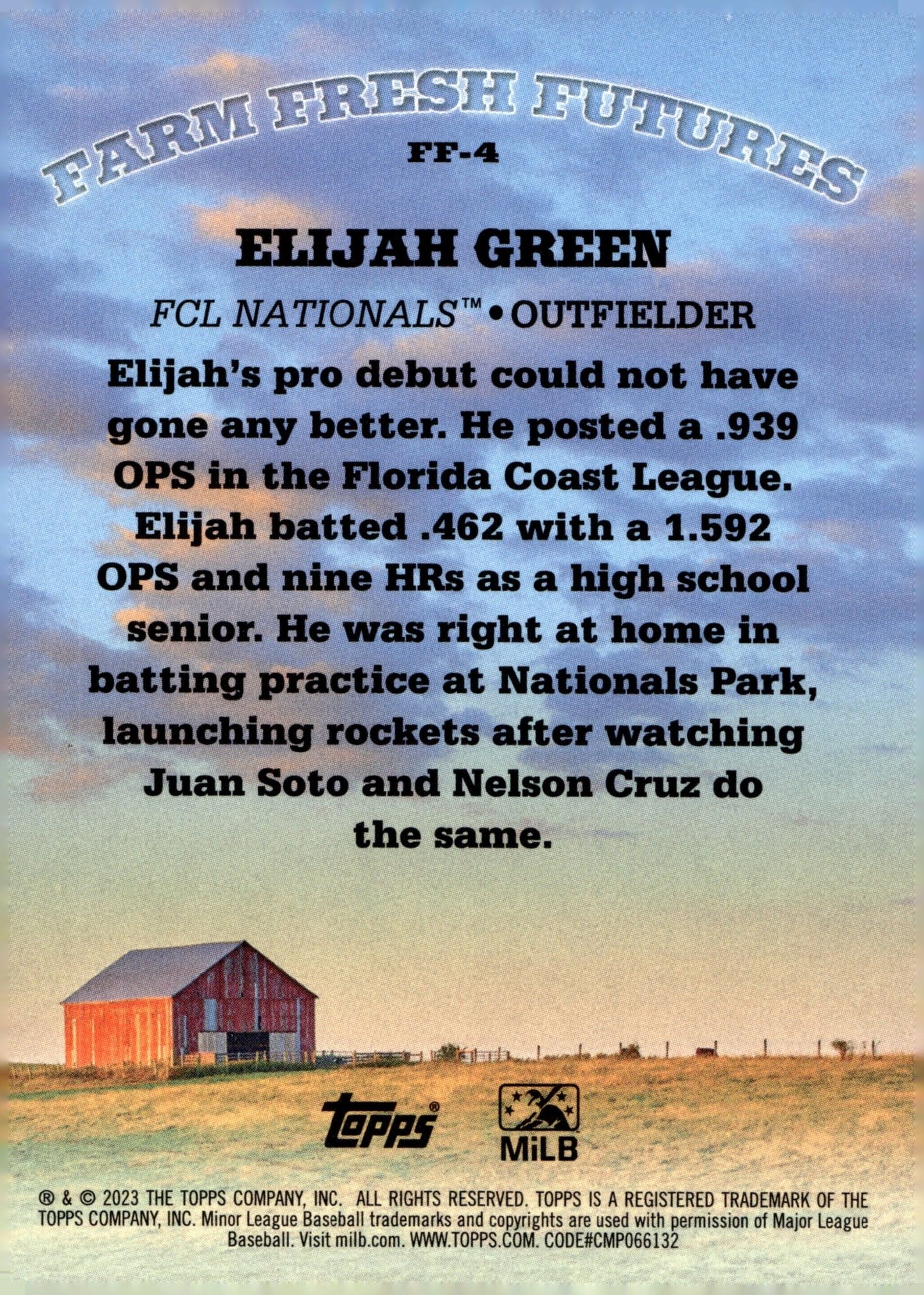 Elijah Green 2023 Topps Pro Debut Farm Fresh Futures FF - 4 - Collector Store LLC