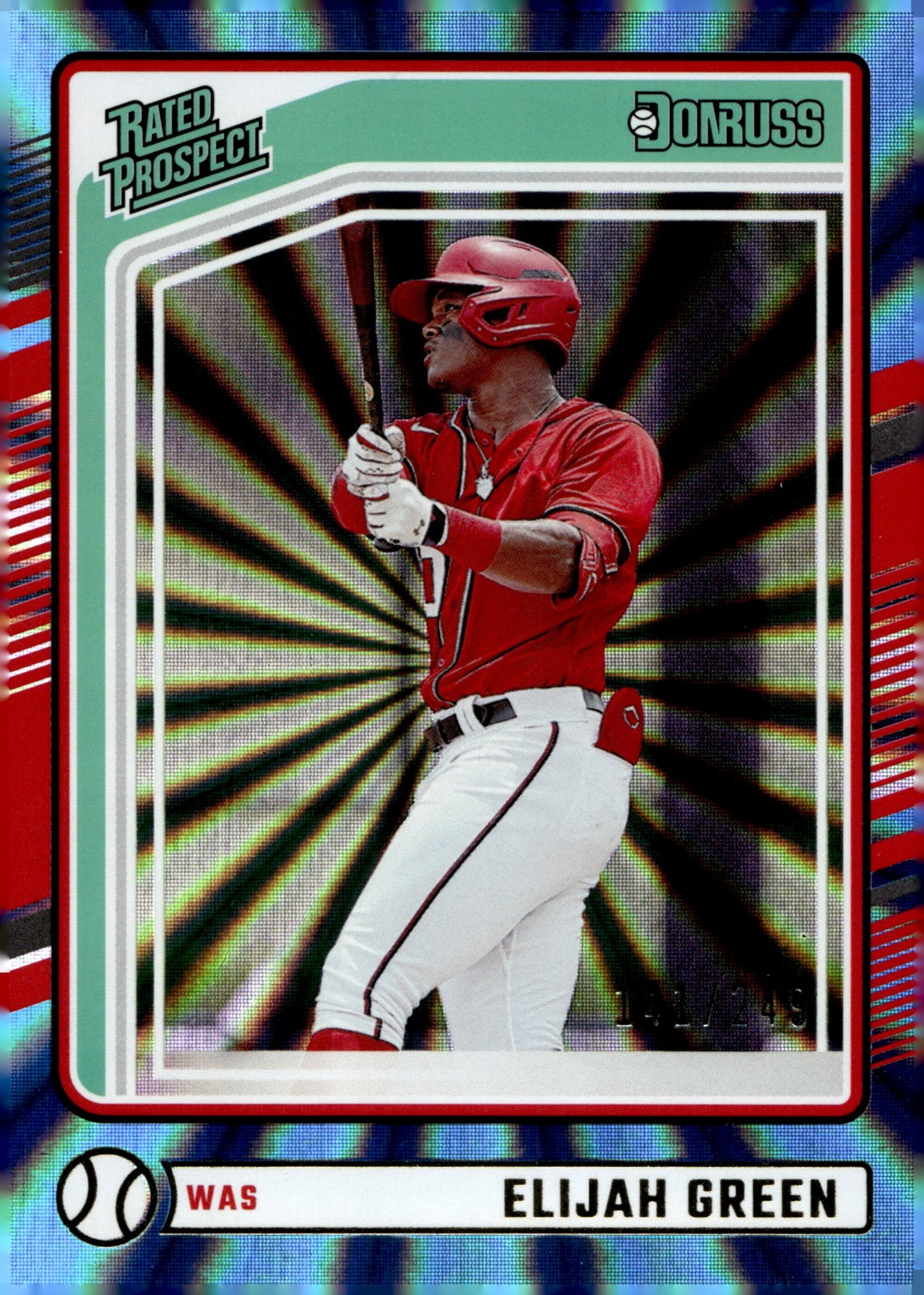 Elijah Green 2024 Panini Donruss Rated Prospect Carolina Blue Laser 141/249 - Collector Store LLC