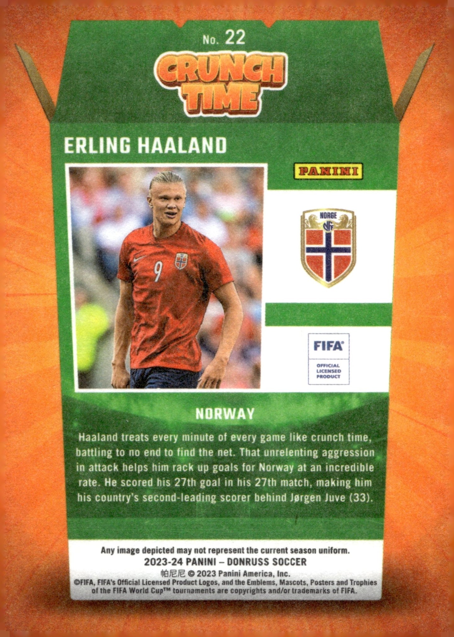 Erling Haaland 2023 - 24 Panini Donruss Crunch Time #22 - Collector Store LLC