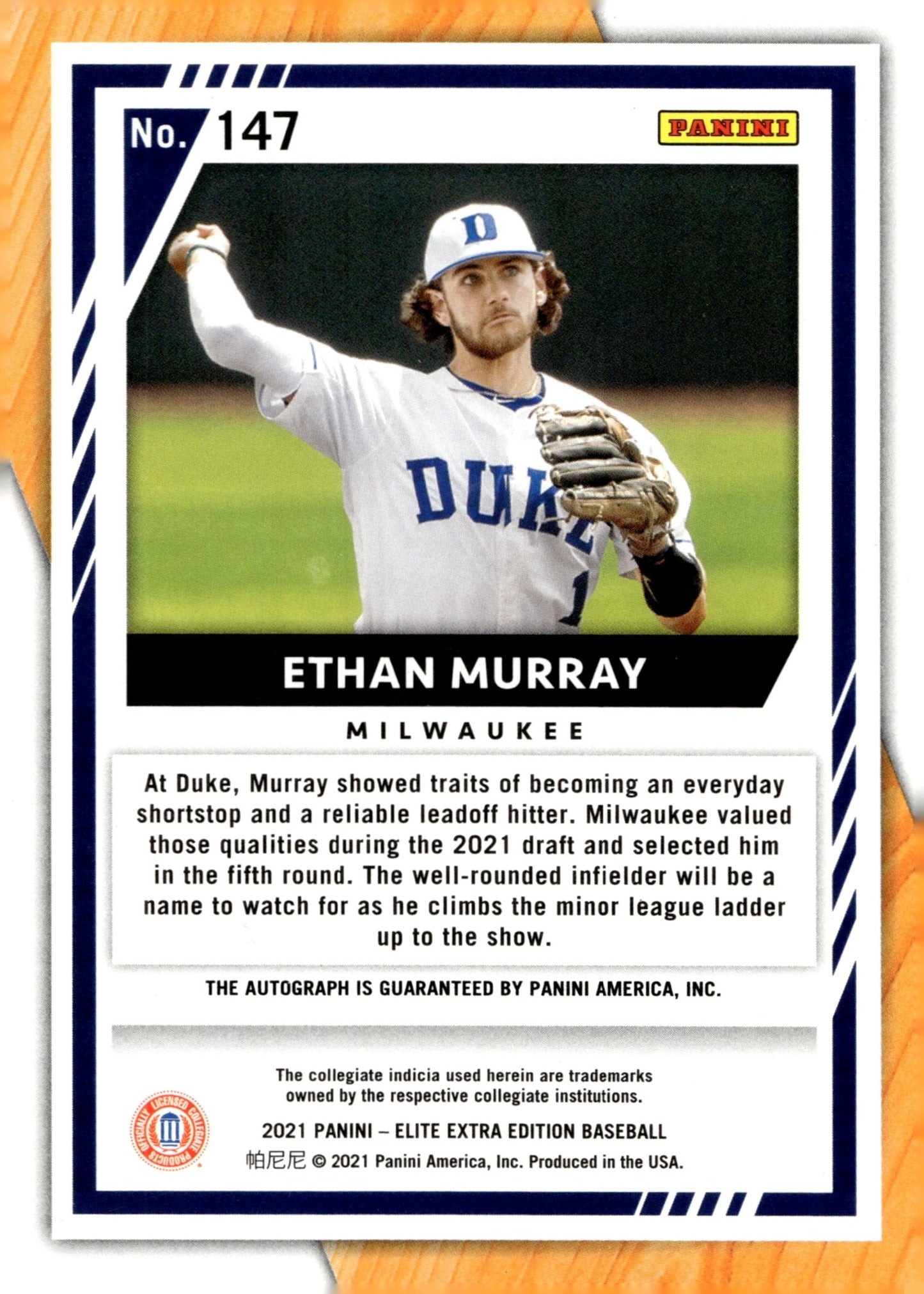Ethan Murray 2021 Panini Elite Extra Edition Foil Auto #147 - Collector Store LLC