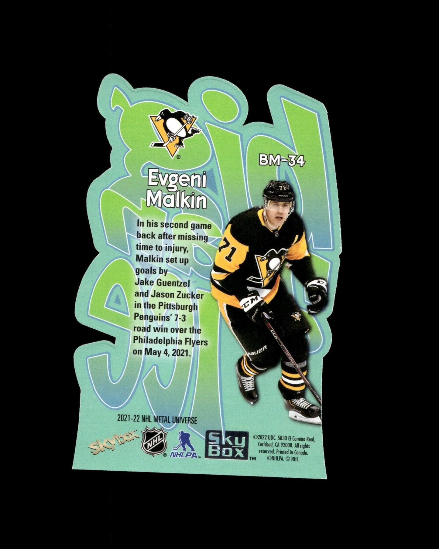 Evgeni Malkin 2021 - 22 Skybox Metal Universe Big Man On Ice Die - Cut #BM - 34 - Collector Store LLC