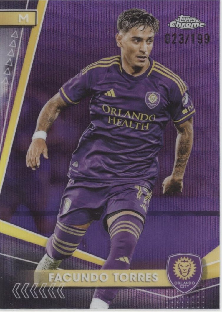 Facundo Torres 2024 Topps Chrome MLS Purple Wave Refractor 023/199 - Collector Store LLC