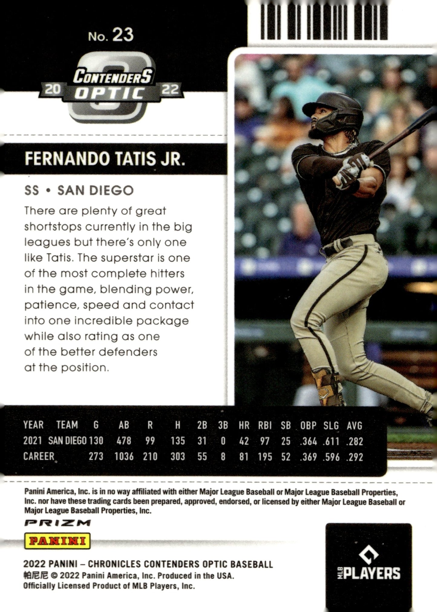 Fernando Tatis Jr. 2022 Chronicles Contenders Optic Season Pink Pulsar Prizm 23 - Collector Store LLC
