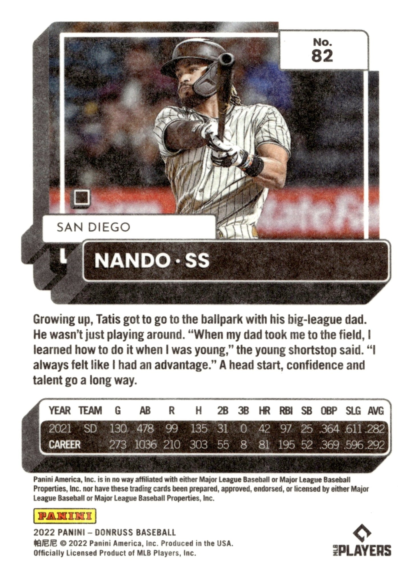 Fernando Tatis Jr. 2022 Panini Donruss Nando Independence Blue Stars 82 - Collector Store LLC