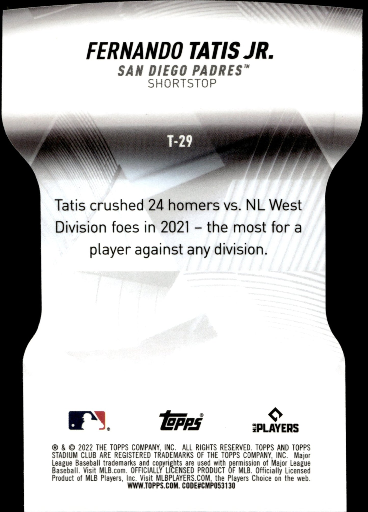 Fernando Tatis Jr. 2022 Topps Stadium Club Die - Cut #T - 29 - Collector Store LLC