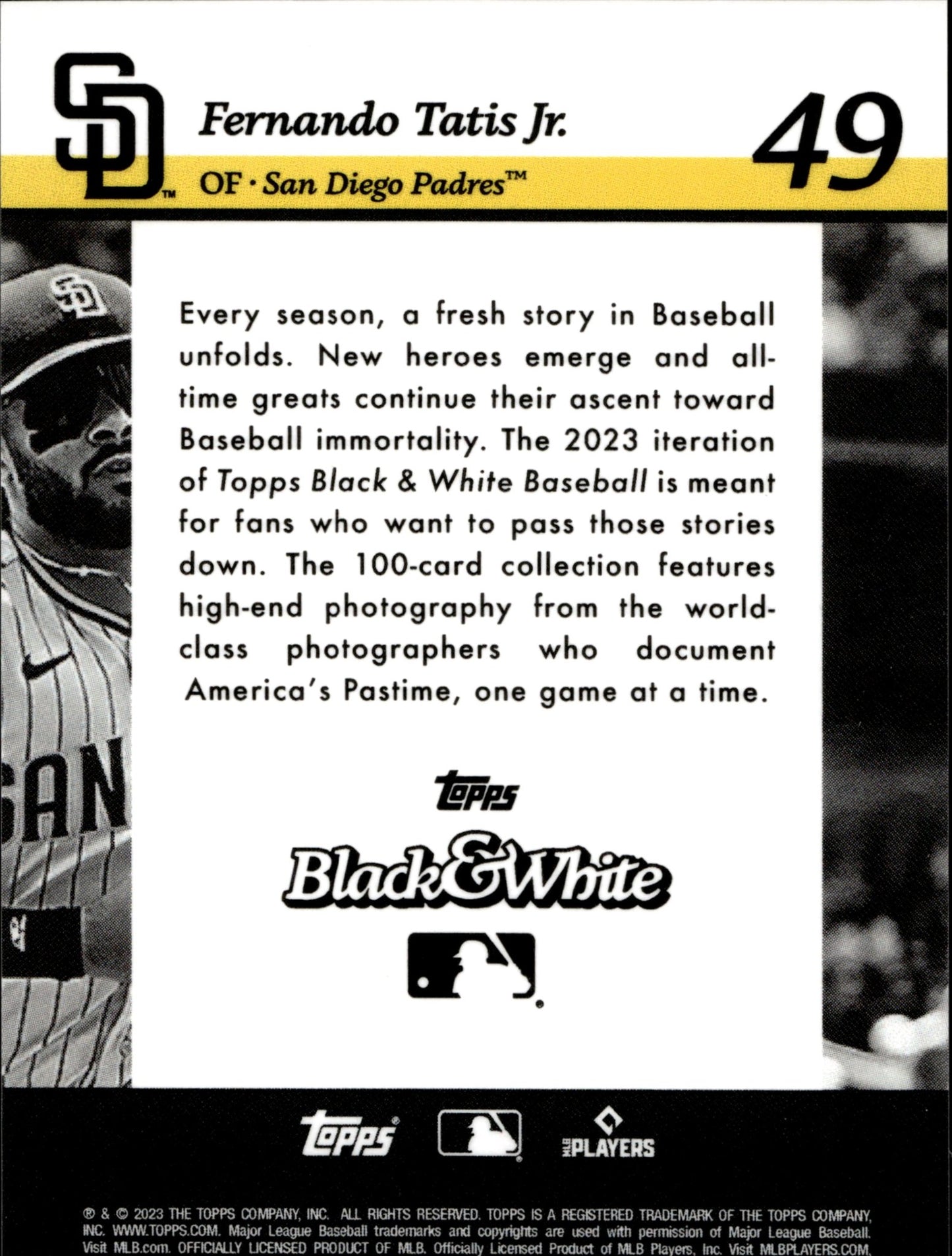 Fernando Tatis Jr. 2023 Topps Black & White 49 - Collector Store LLC