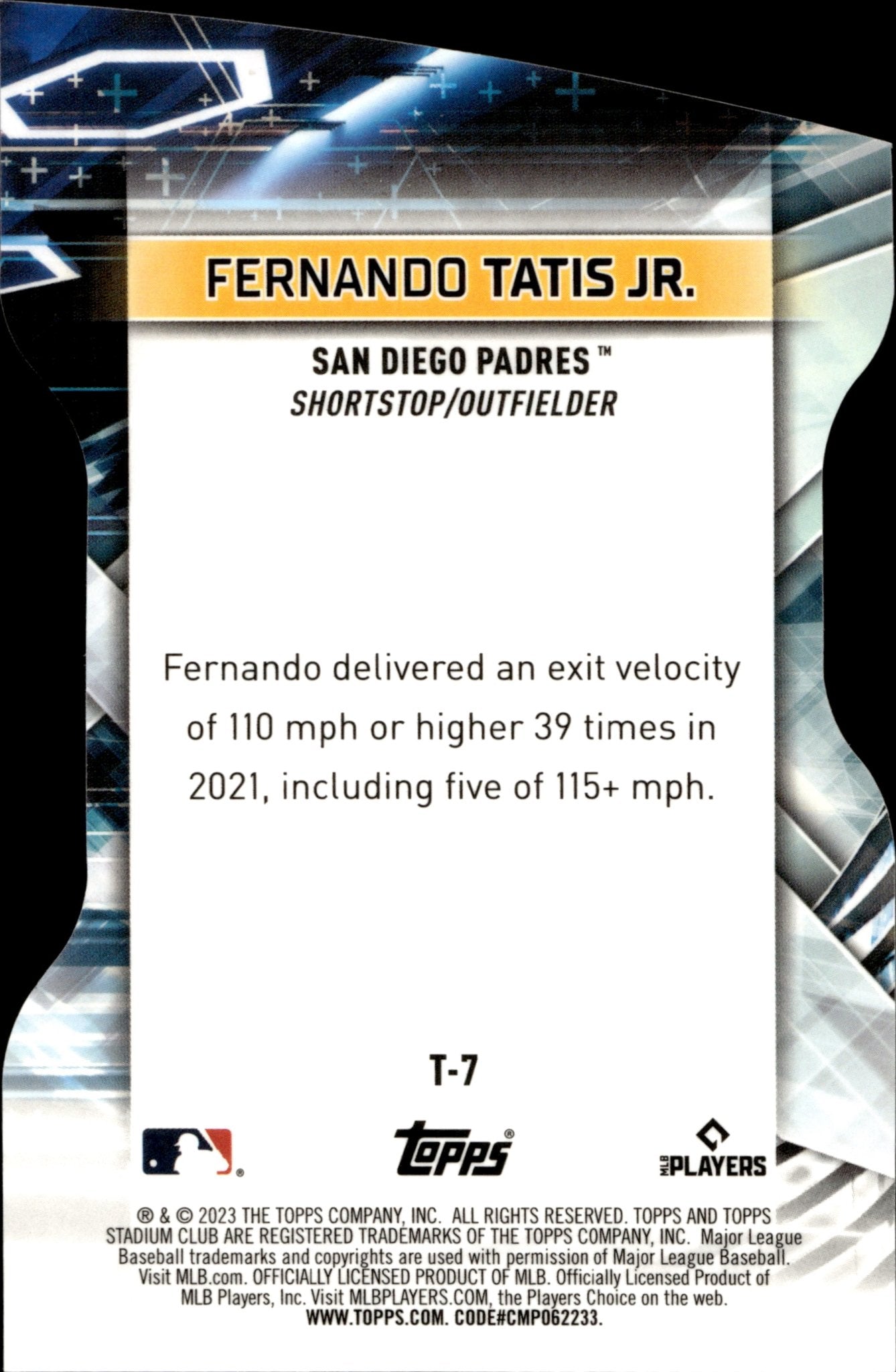 Fernando Tatis Jr. 2023 Topps Stadium Club Triumvirates Die - Cut T - 7 - Collector Store LLC