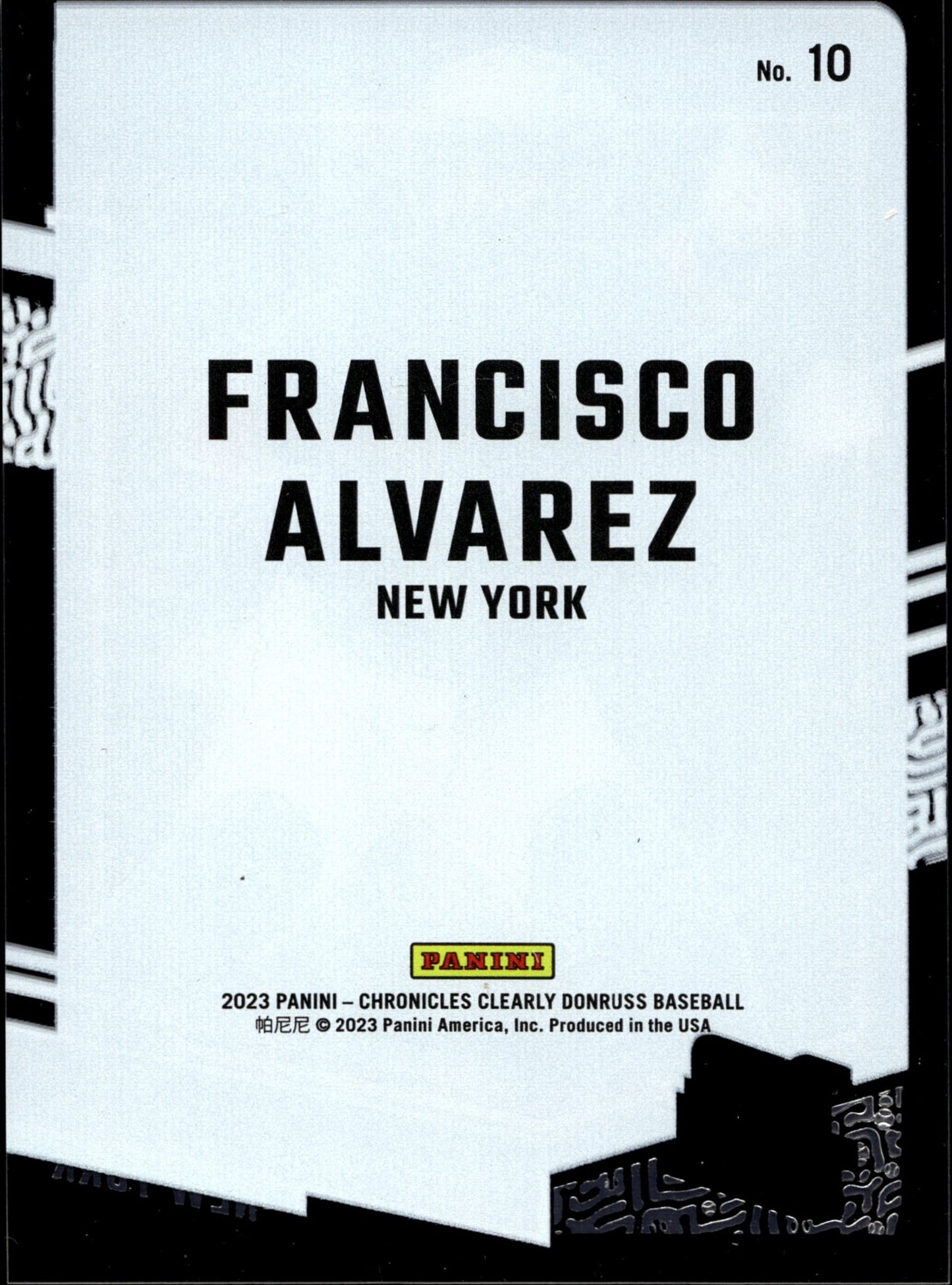 Francisco Alvarez 2023 Panini Chronicles Clearly Donruss Rated Rookie RC #10 - Collector Store LLC
