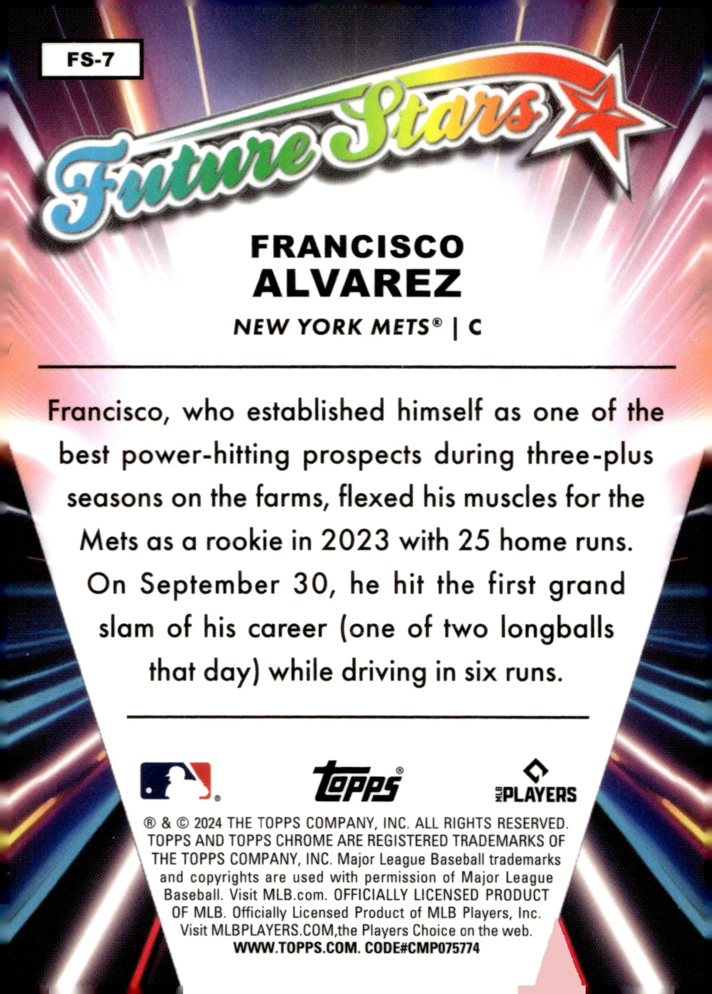 Francisco Alvarez 2024 Topps Chrome Future Stars Refractor FS - 7 - Collector Store LLC