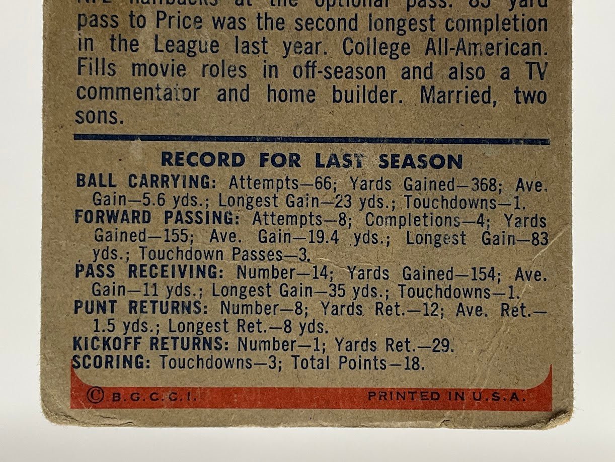 Frank Gifford 1955 Bowman #7 New York Giants GD - Collector Store LLC