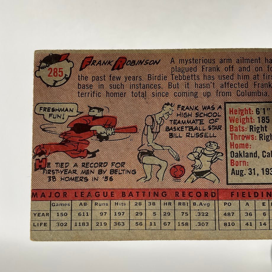 Frank Robinson 1958 Topps #285 Cincinnati Redlegs GD - Collector Store LLC